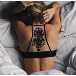 Black Mesh Tattoo Racerback Bralette XS/S